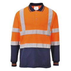 S279 Two-Tone Long Sleeve Polo Shirt Yellow/Navy, Medium-KarWorkwear