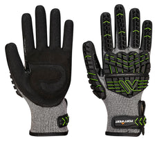 A755 anti Impact Safety Work Gloves - Nitrile Foam Cut Resistant & Impact Reducing Protective Work Gloves Black/Green, Large
