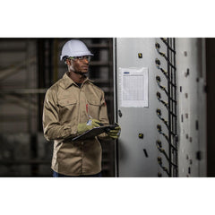 FR89 Fire Resistant Safety Work Shirt in FR Bizflame 88/12 ASTM NFPA, Khaki, Large