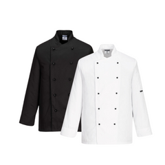Portwest Somerset Chefs Jacket Mandarin Collar Reversible Front Jacket C834-KarWorkwear