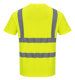 S170 Short Sleeve Cotton Safety Work T Shirt in Reflective Hivis ANSI, Yellow, 4XL