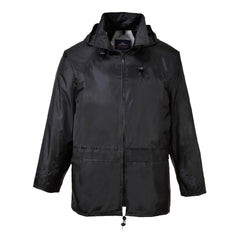 US440 Classic Waterproof Rain Jacket Wth Pack Away Hood & Sealed Seams, Black, Large