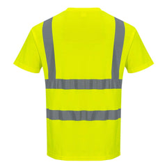 S170 Short Sleeve Cotton Safety Work T Shirt in Reflective Hivis ANSI, Yellow, 4XL